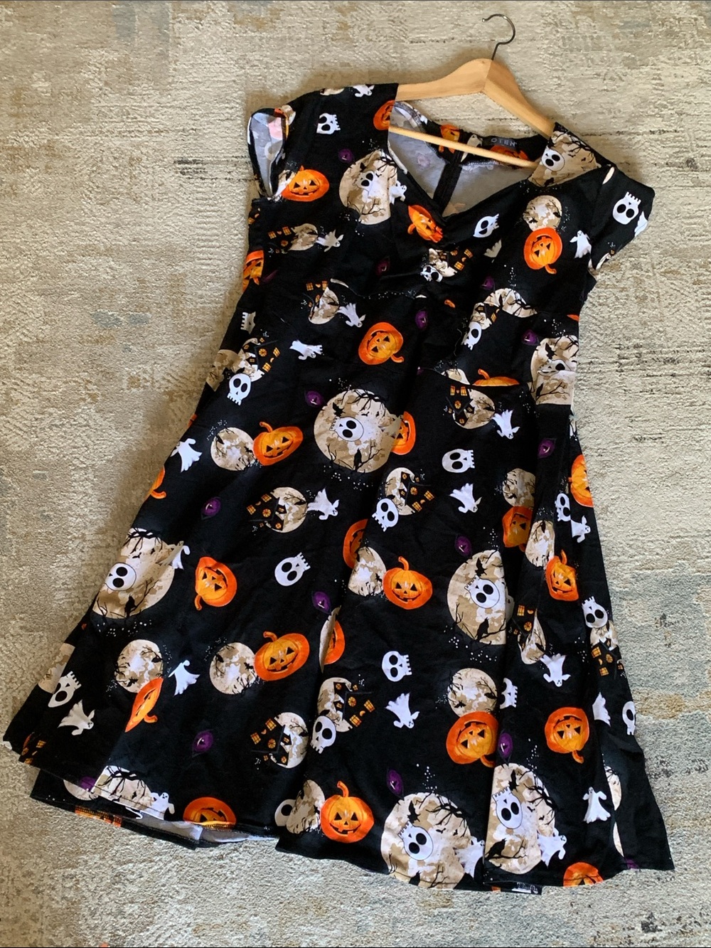 Oten Halloween Pumpkin & Ghost Black women Dress size 3x